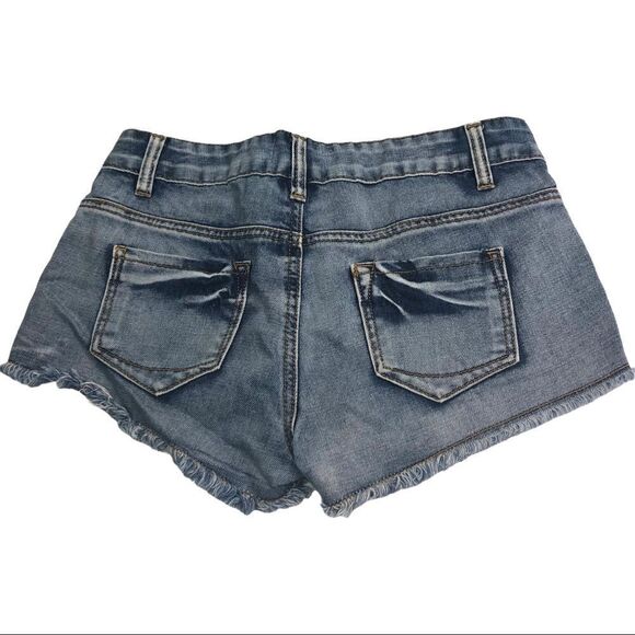 Others Follow Blue Denim Distressed Shorts - Picture 2 of 5